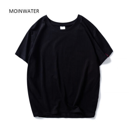 MOINWATER New Women Black White Tshirts Lady Solid Cotton Tees Short Sleeve T shirts Female Summer Tops for Woman  MT1901 - Image 2