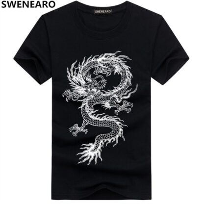 SWENEARO Men's T-Shirts Dragon cartoon printing cotton short-sleeved t shirt men Casual O-Neck brand Tee Shirt men plus size 5XL