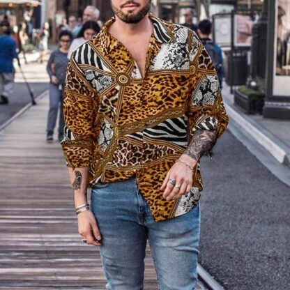 shirt camisa masculina men shirt men camisas hombre chemise homme streetwear camisa social masculin Print Long Sleeve рубашка Z4