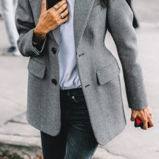 AEL Plaid Women's Blazer Long Sleeve Lapel Collar Pocket Slim Female Coat Spring Office Lady Fashion Clothin